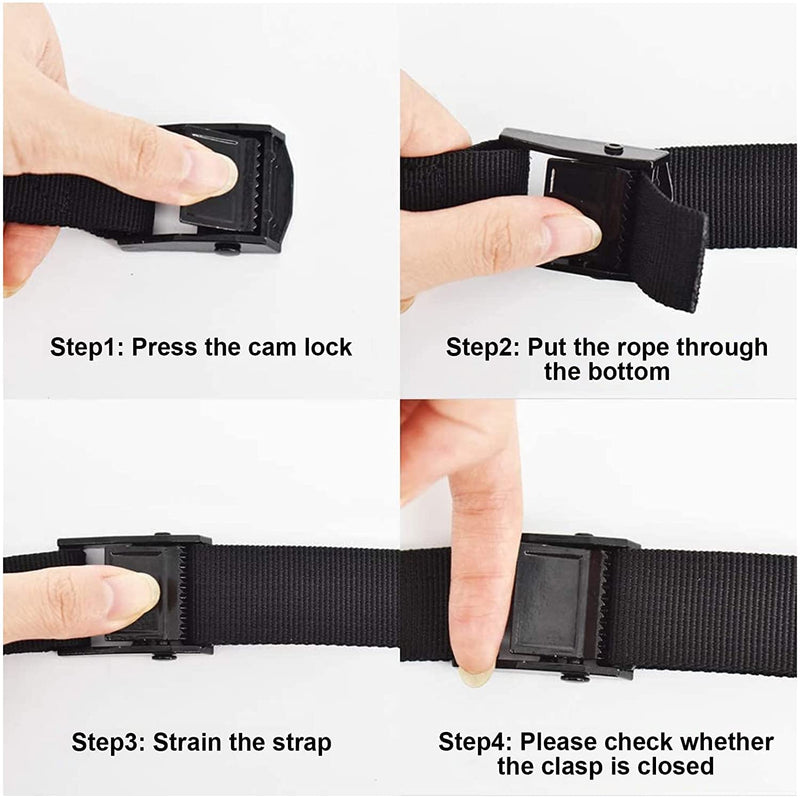 4 Pack Tie Down Strap,5ft x 1" Lashing Straps with Adjustable Buckle Heavy Duty Secure Straps up to 600 lbs for Cargo, Luggage, Bicycles, Motorcycles, Truck, SUV, Car Roof Rack, Canoe 5ft Black