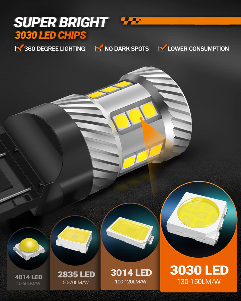 SEALIGHT 7443 7440 LED Bulb White Reverse Light, 7441 7444 T20 W21W LED Light Bulb with Projector for Backup Light,Tail Light,Brake Parking, Pack of 2