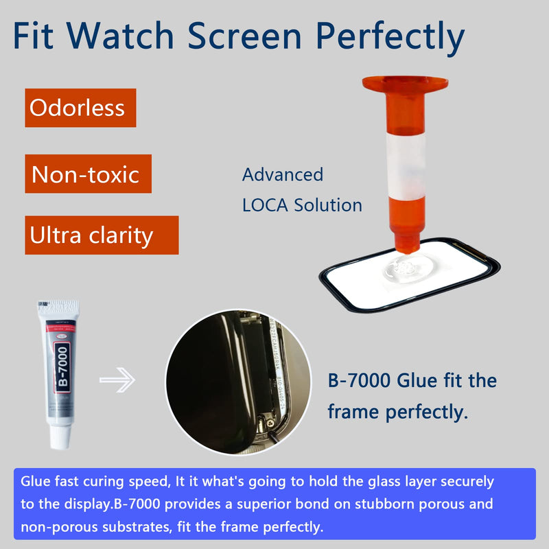 Compatible with Apple Watch 7/8 41mm Screen Replacement Front Lens LED Glass Replacement Repair Kit with Tools and Instructions (No LCD Screen) Series 7/8 41mm