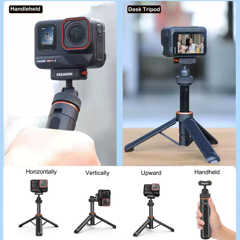 PellKing Selfie Stick & Carrying Case 2 in 1 Kit for Insta360 Ace Pro 2, 16.14in Selfie Stick Tripod with Magnetic Quick Release Mount, Portable Hard Case, Vlog & Travel for Insta360 Ace Pro 2