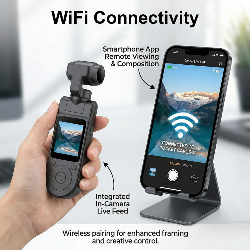1080P Vlogging Camera, Portable Pocket Action Camera, WiFi Mini Body Cam | Audio and Video Recording, Handheld, Rotatable Lens, Outdoor Sports, Cycling, Travel Vlogging Gimbal Camera