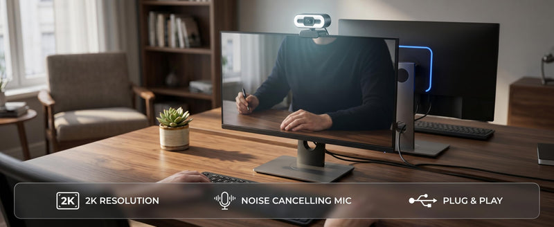4K Webcam with Ring Light & Mic, USB Computer Camera with Auto Focus Plug and Play Video Calling Cam for PC Laptop Desktop 4K