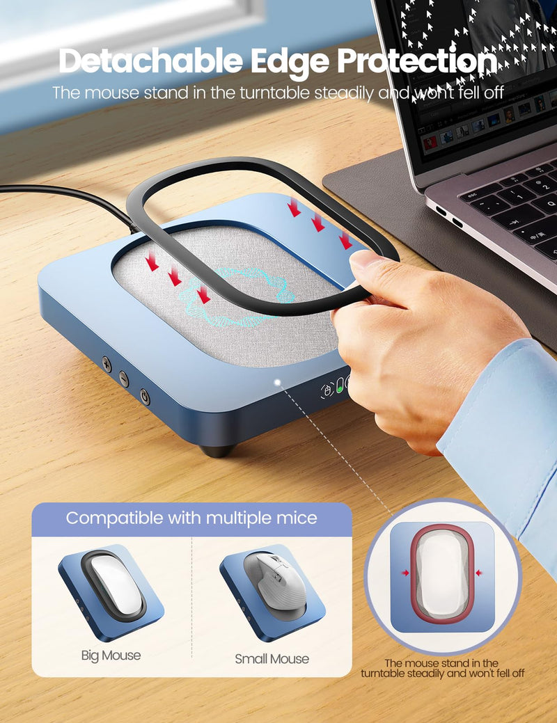 Vaydeer Enlarged Turntable Mouse Mover, Max 3 Mouse Jiggler with Adjustable Intervals User-Friendly Buttons and LED Display Mouse Jiggler to Keep Your PC Awake (Gradient Blue)