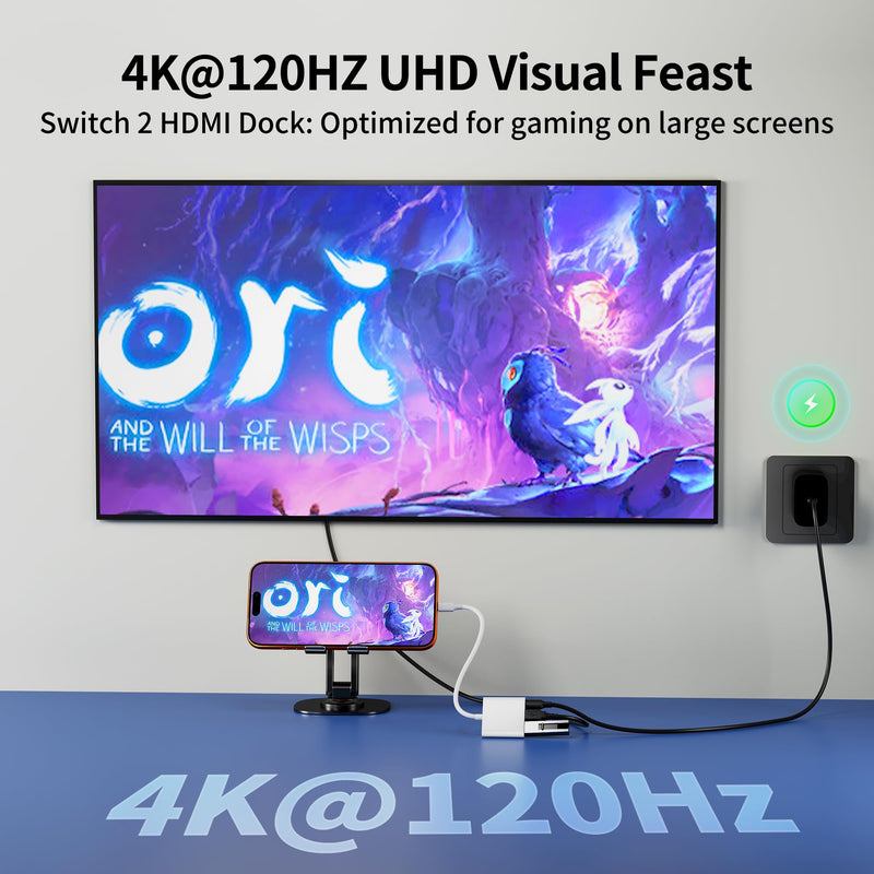 USB C to HDMI Adapter for iPhone 17 16 15, 4K@60Hz~120Hz iPhone to TV Adapter USB C with 100W Fast Charging, 5Gbps USB 3.0 Port, iPhone Hdmi Dongle for iPad/TV/Projector/Monitor, MFi Certified