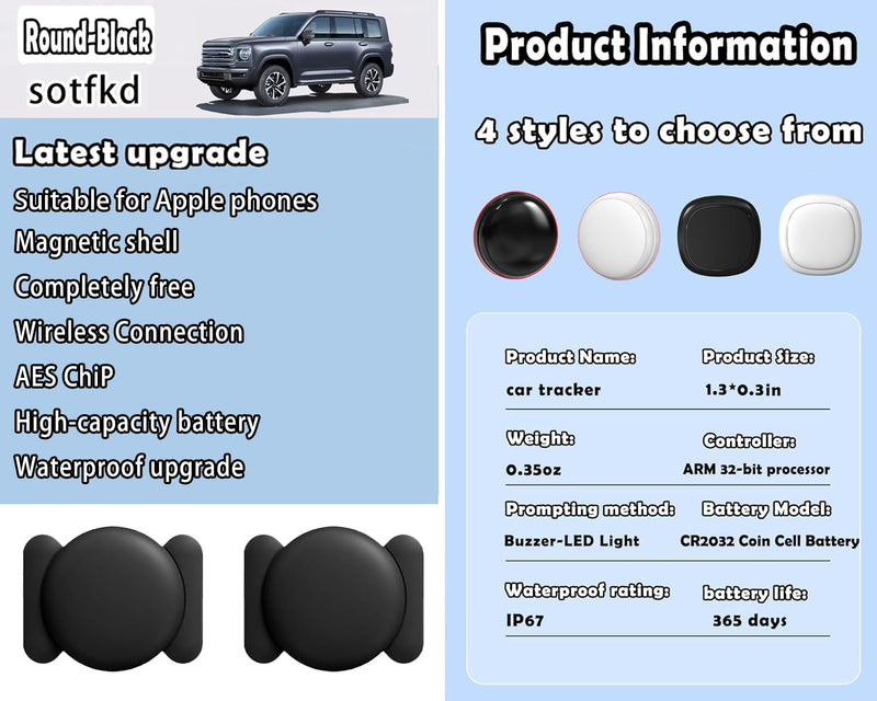 2 Pack-GPS Tracker for Vehicles,Tracking Devices for Cars Hidden w/Magnetic | Tracker Device for Vehicles,Car GPS Tracker,Car Tracker (Only iOS) | No Monthly Fee | Waterproof | with Apple Find My