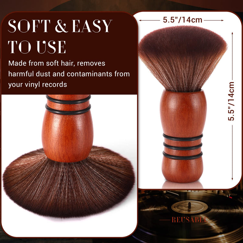 Facmogu Vinyl Record Cleaning Brush, Anti-Static Soft LP Record Cleaner | Ultra-Fine Fiber Bristles | For Vinyl LP CD Album Care, Retro Design | Wooden Handle | Turntable Record Player Accessories 1 Pack