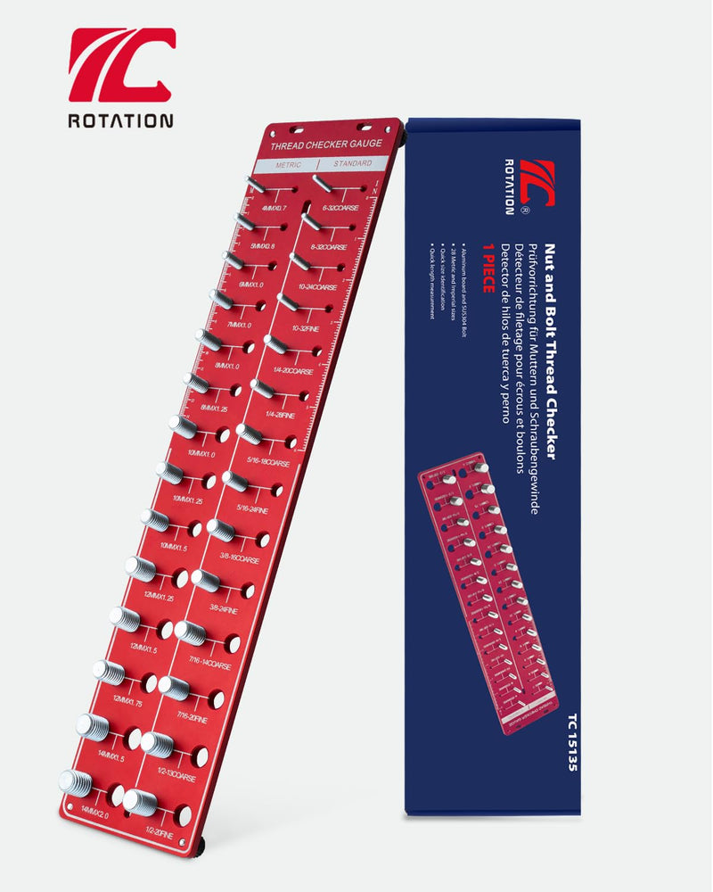 ROTATION Thread Checker, Nut and Bolt Gauge, Bolt Size and Thread Identifier Tool – Comprehensive Thread Measuring Kit