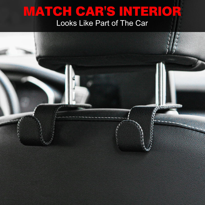 U-Shaped Car Leather Hooks – Car Purse Holder, Headrest Hooks for Car, Back Seat Organizer - Elevate Your Travel Experience!(Black) Black