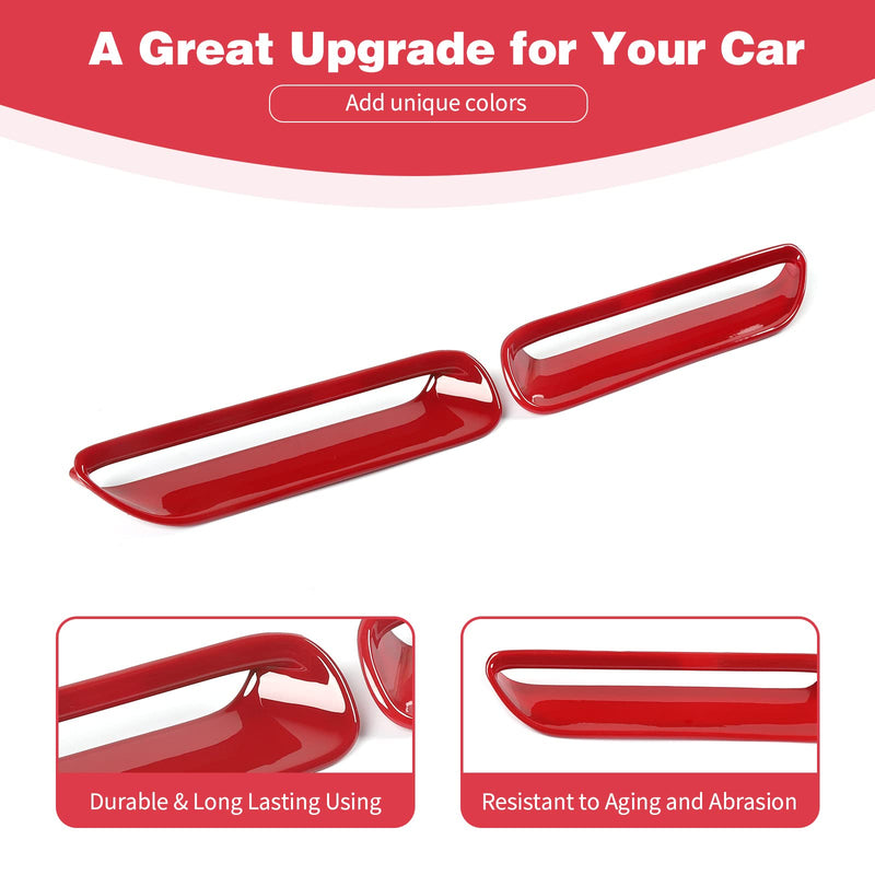 for Challenger Hood Scoop Vent Cover Trim Bezel Red Compatible with Dodge Challenger 2009 2010 2011 2012 2013 2014 Red Exterior Accessories 2pcs