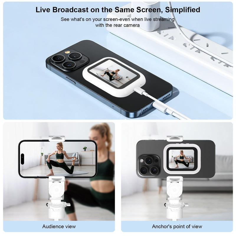 Magnetic Selfie Stick Tripod with Selfie Monitor, Aluminum Phone Holder, 360° Rotatable Stand, Wireless Remote, Portable Vlogging Kit for iPhone & Android