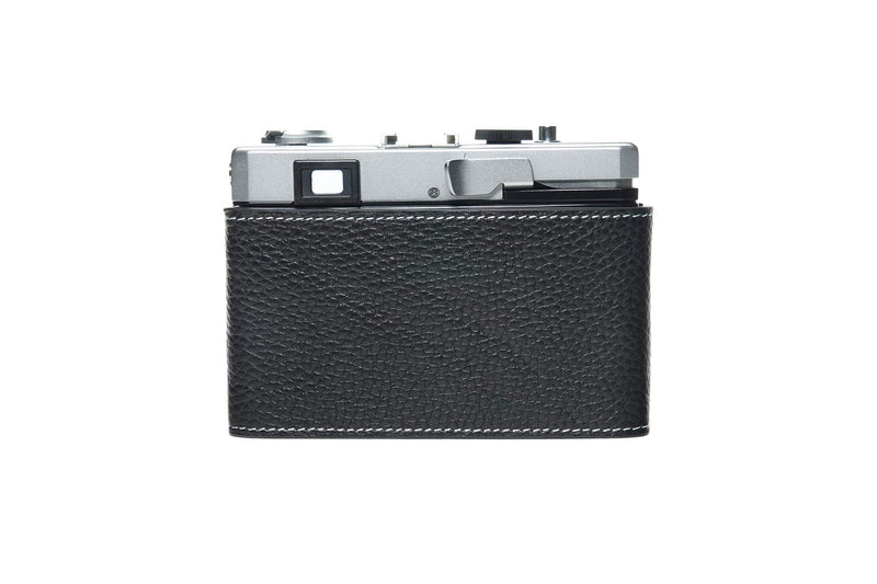 35 RC Case, BolinUS Handmade Genuine Real Leather Half Camera Case Bag Cover for Olympus 35 RC Camera with Hand Strap (Black) Black