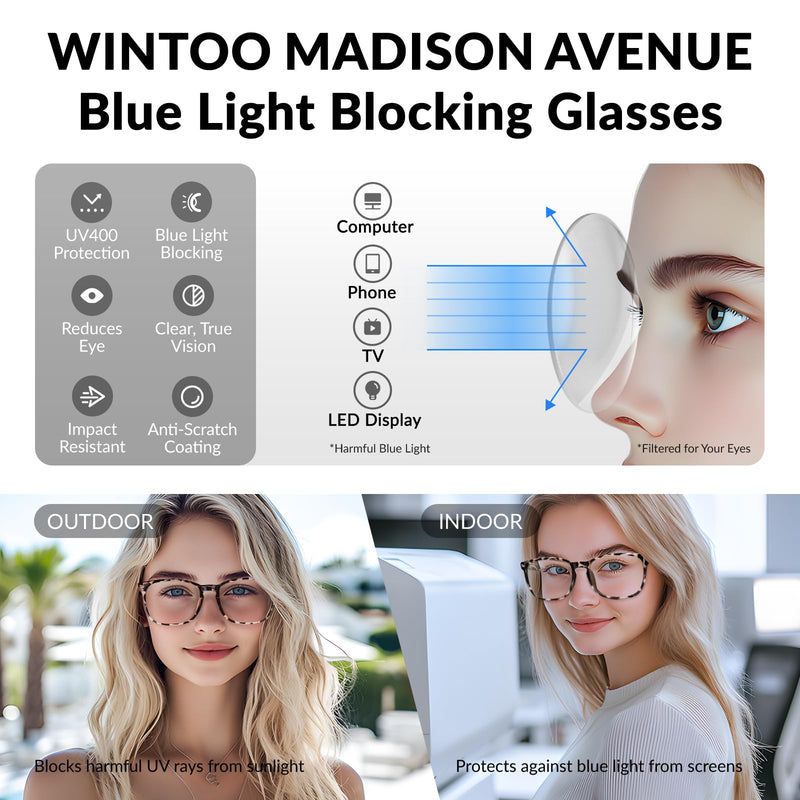 Blue Light Glasses for Woman Men | 99% Blue Light Blocking Glasses for Computer Gaming TV Phone Screen Square Frame | Anti Eyestrain & UV Glare Protection - 3 Pair 3 Pack Mix Color-2 Clear