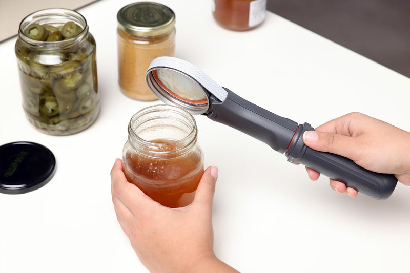 Zyliss Strongboy Jar Opener - Rubberized & Adjustable Jar Opener for Jars Up to 4" - Jar Opener for Seniors & Weak Hands - Kitchen Gadget & Tools - Lid Opener Tool for Jars - White New Grey