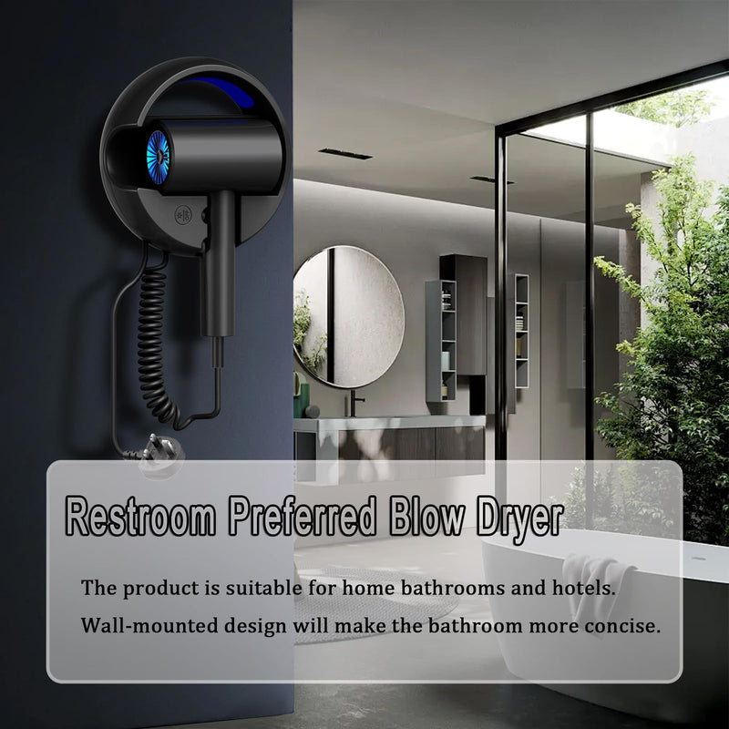 Hotel Wall Mounted Hair Dryer for Bathroom，Professional Ionic Hair Dryer Salon，Fast Drying Negative Styling Blow Dryer，Restroom Choice Blow Brush，Fast Drying.Intelligent Drying, no Heat Damage Silver White
