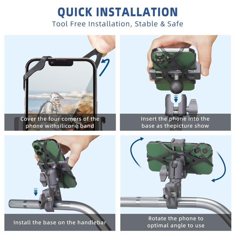 FANAUE Aluminum Phone Holder with 1" Ball Head Adapter Compatible with RAM mounts B Size Double Socket arm (CPC-08) CPC-08