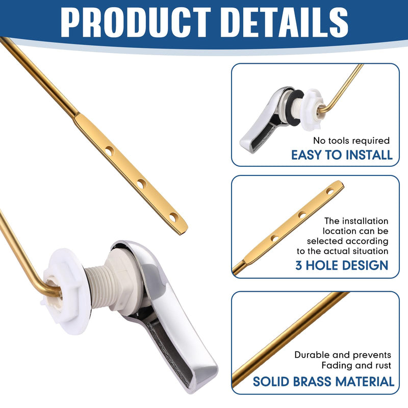 Lasnten 24 Pieces Universal Front Mount Toilet Handle Brass Finish Lever Flush Replacement Handle Parts Toilet Trip Levers for Most Front Mount