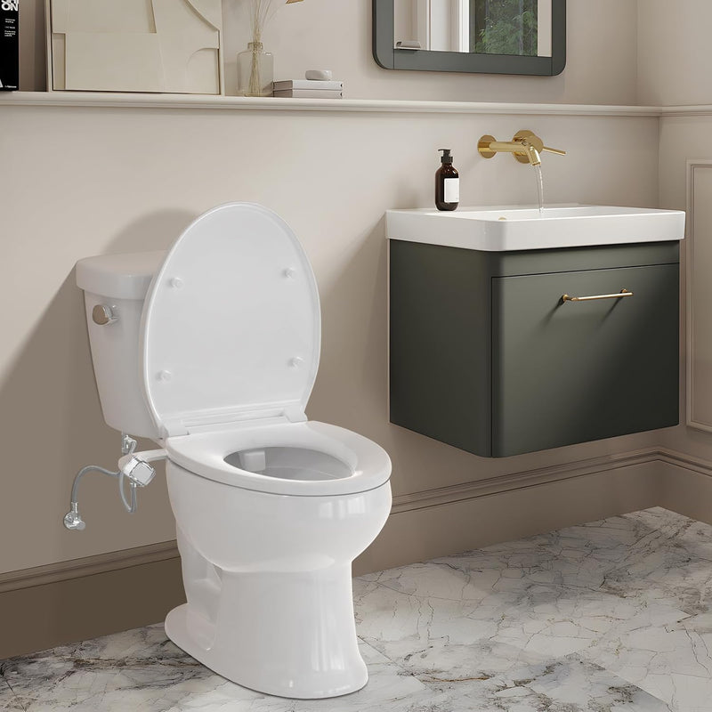 Ultra-Slim Bidet Dual Mode Bidet Attachment for Toilet, Bidet Toilet Seat Attachment with Pressure Controls(Feminine/Posterior Wash),Easy to install Design Non-Electric Bidet Cold White Bidet