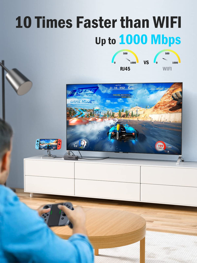 Lemorele USB-C Hub 6-in-1 with 4K@60Hz HDMI, Gigabit Ethernet,100W Power Delivery, USB-C and 2 USB-A 5 Gbps Data Ports for MacBook Air/Pro, Dell, Hp, XPS, and More Grey- 6 in 1