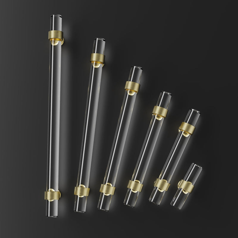 Cabinets Handles Crystal Kitchen Cabinet Knobs 6 Pack Dresser Hole Center 96mm Brushed Gold Brass Pulls, Glass Closet Drawer Drawers Cupboard Hardware, Bathroom Bedroom Pull 3 3/4 inch Hole Center : 3-3/4 Inch (96mm)