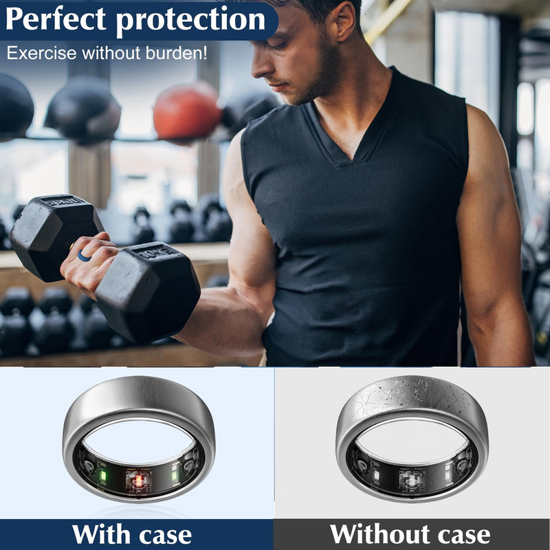 6 Pack Ring Cover Compatible with Oura Ring Protector, Silicone Elastic Case Compatible for Oura Ring Gen 3 Working Out Accessories Men and Women-3Black+3Blue-M for 11 12 13 3Black+3Blue M for 11/12/13