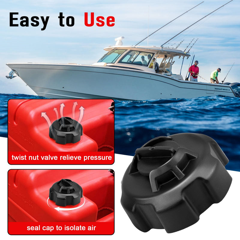 Marine Vent Gas Cap for Boat Fuel Tank, Marine Manual Fuel Tank Cap for Moeller Tempo Gas Tank 621501-10, Black, 1 Pack
