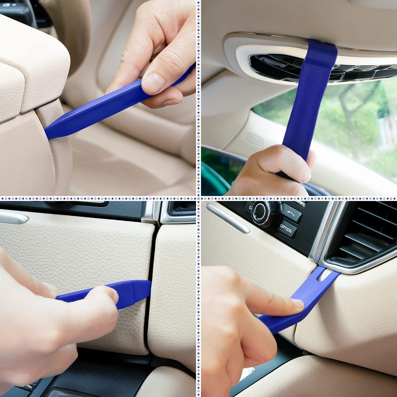5 Pcs Car Trim Removal Tool Kit - Auto Clip Removal Pry Tool for Door Dashboard Panel, Fastener Push Pin Puller, Blue