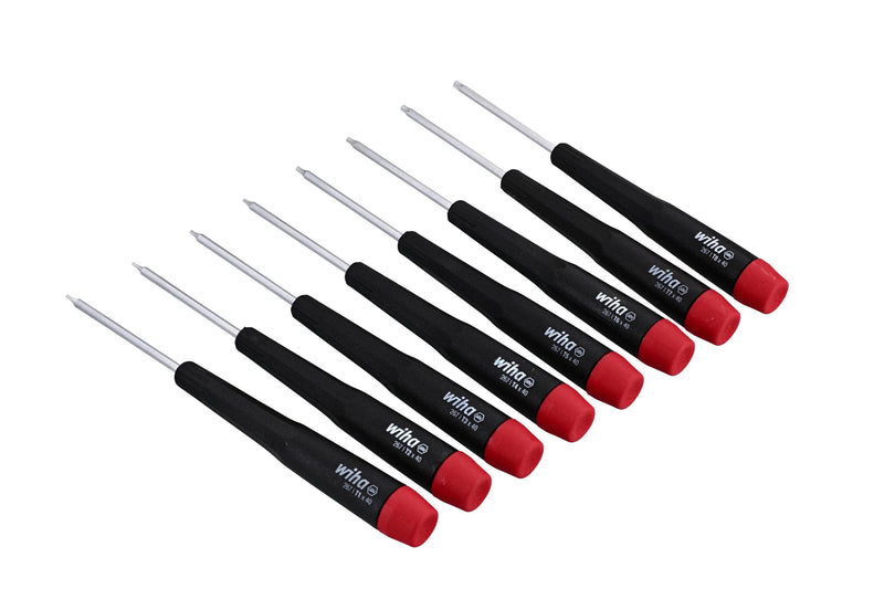 Wiha 26791 Precision Torx T1-T8 Set, 8-Piece,(Red, Black)