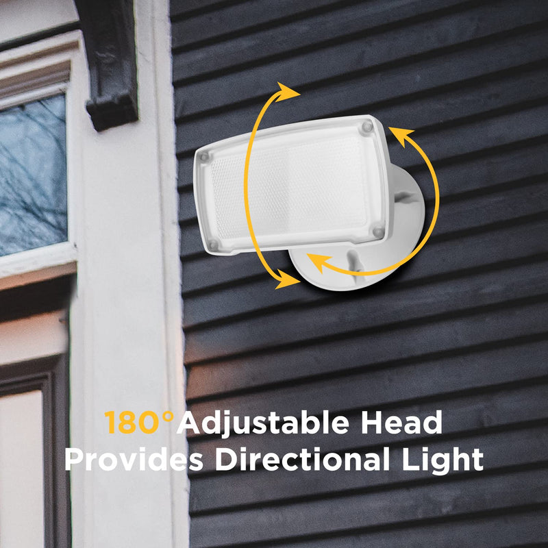 LUTEC 2 Packs 14W LED Flood Light Outdoor, 1300LM 5000K Single-Head Floodlight, Waterproof Exterior Security Fixture Wall Light for House Patio Garden Yard White