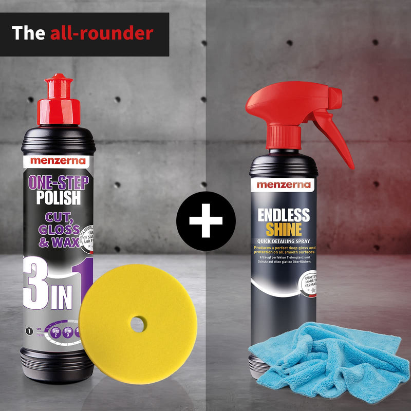 menzerna "One-Step Polish 3in1" I Medium Cut Polish with High Gloss Finish & Seal in One I Buffing & Polishing Compound for Car Maintenance I Swirls, Holograms & Scratches I Car Body Repair I 8 fl oz. 8oz