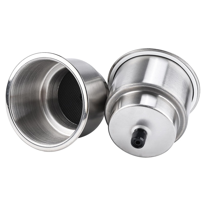 NovelBee Stainless Steel Cup Drink Holder with Drain,Mounting Gasket and Internal pad for Marine Boat Rv Camper (4-Pack)