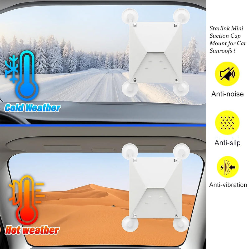 Starlink Mini Suction Cup Mount for Car Sunroofs or Windows Secure Satellite Mounting Kit with Strong Grip for RVs, Boats and Road Trips–Stable Signal Guaranteed for starlink mini car mount