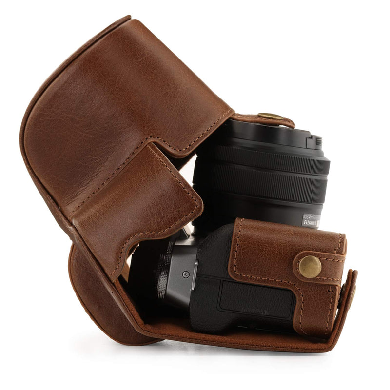 MegaGear MG1884 Ever Ready Genuine Leather Camera Case Compatible with Fujifilm X-T200 (XC15-45mm) - Brown