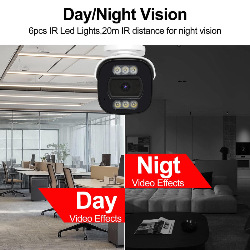 1080P CCTV Camera (Hybrid 4-in-1 HD-CVI/TVI/AHD/960H Analog CVBS) Outdoor Indoor, 6pcs IR-LEDs, ICR, 2.8mm Lens, 105° Wide Angle, Full Metal Housing, for 960H,720P,1080P,5MP,4K Analog DVR Bullet
