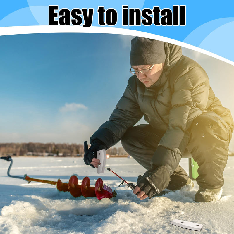 Silkfly 2 Pcs 6 Inch Hand Ice Auger Flat Blades Replacement Compatible with Eskimo Heavy Duty Stainless Steel Curved Drill Ice Fishing Auger Blades for Winter Outdoor Use