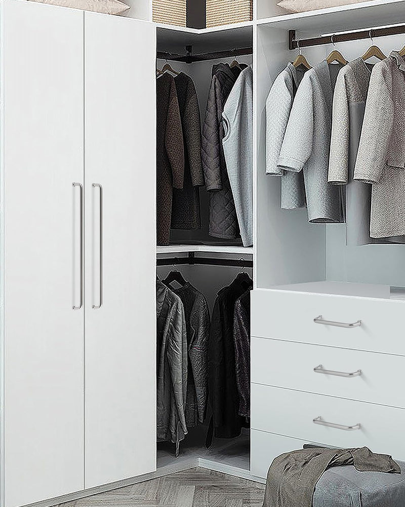 5 Pack White and Silver Cabinet Pulls Chrome Drawer Handles 12-5/8 Inch Hole Center Long Handles for Cabinets and Drawers Modern Closet Door Pulls Kitchen Hardware Pull Handle 12 5/8 Inch(320mm) Chrome Silver