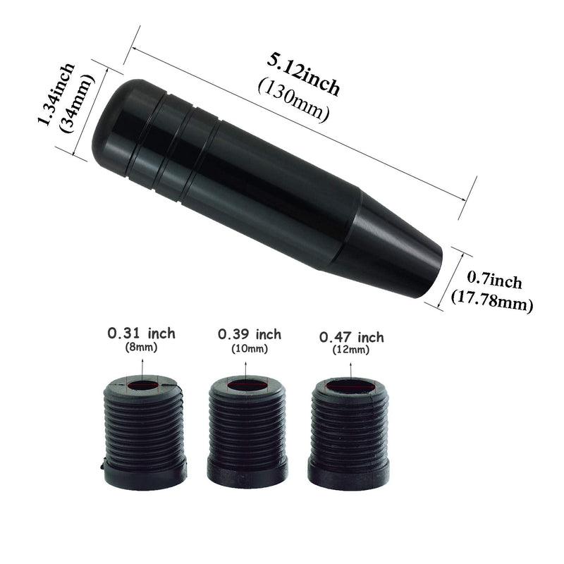 Abfer 5" Heavy Weighted Shift Knob, Aluminum Alloy Car Gear Lever Stick Shifter Handle Fit Most Automatic Manual Vehicle (Black) Black