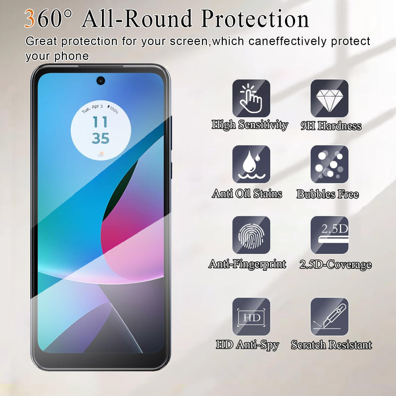 Lyphpe【3 Pack Privacy Screen Protector for Motorola Moto G Play(2023) 9H Tempered Glass Anti-Spy Private Film Compatible for Motorola Moto G Play(2023) Case Friendly