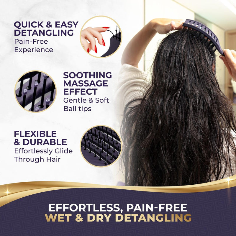  [AUSTRALIA] - BEAUXSOI Vented Detangling Brush for Wet or Dry, Thick, Coily, and Curly Hair | Curved Vent Brush for Blow Drying