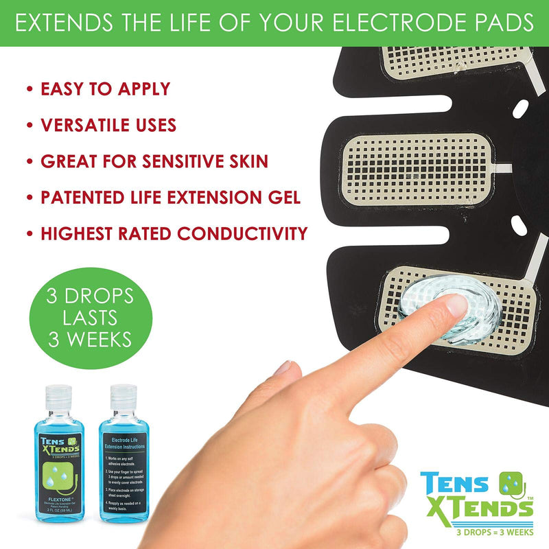 FlexTone TensXtends Conductive Adhesive Gel for Tens Pads - Patented Formula That Will Extend The Life of Your depleted Electrode Pads of Your Tens and EMS Units (2 FL OZ)