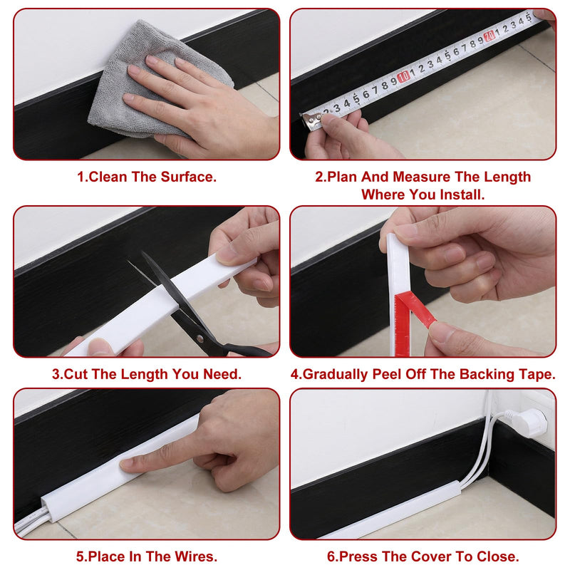 Cord Hider for Wall Mounted TV, 41" Self-Adhesive Cable Wire Cover for Walls, White Flexible Silicone Wire Raceway Management Cord Organizer