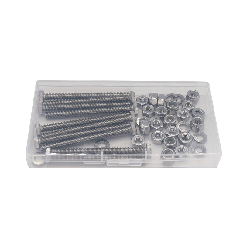 50pcs(10 Sets) 1/4-20 Fastener Kit: 3" Hex Bolts, Spring Lock Washers, Flat Washers, Hex Nuts & Nylon Inserted Locking Nuts (Pack of 2) 1/4-20 (Pack of 2)
