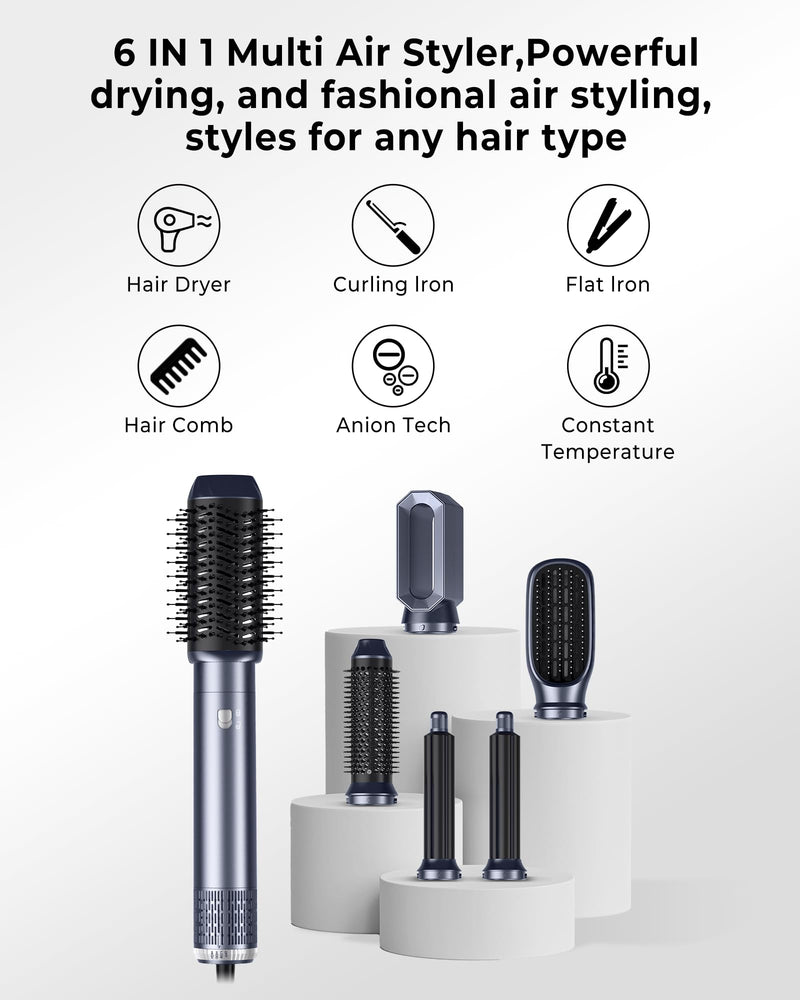 1000W Air Styler Airbrush 6 in 1 Magic Styler Set MogaWave Hair Styler, Blow Dryer Brush, Hair Dryer Brush, Hair Dryer Curler, Air stylers for Women Volume, Curl, Smooth, Dry and Styler
