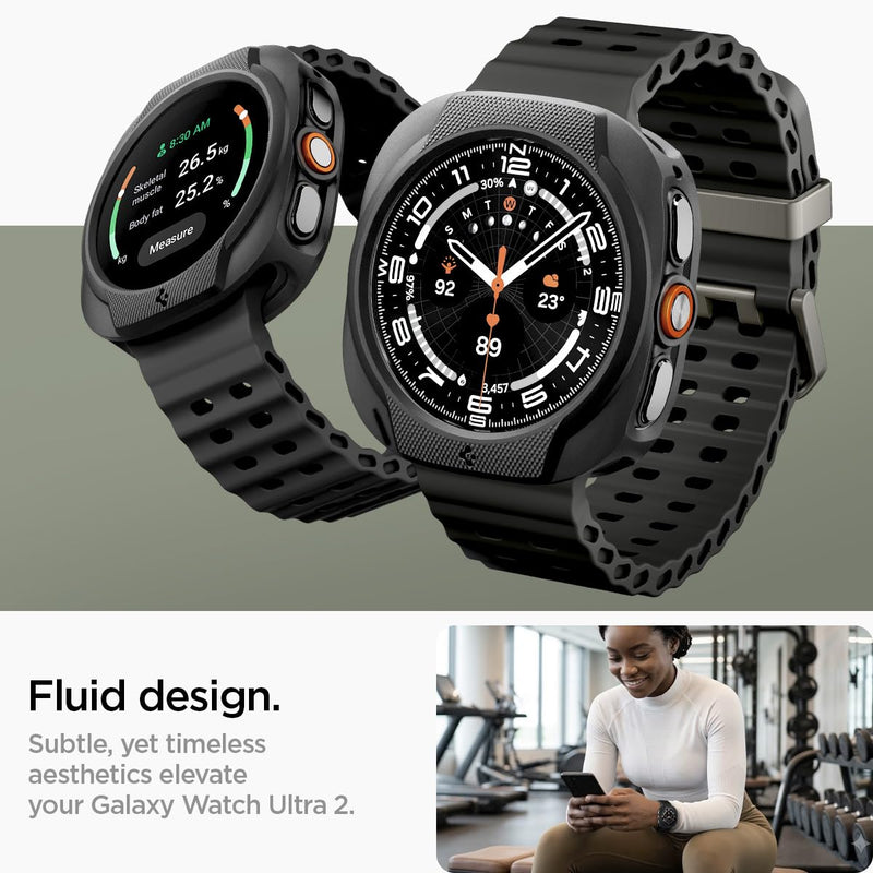 Spigen Liquid Air for Samsung Galaxy Watch Ultra 2 Case (2026) | Lightweight Flexible Slim Scratch Resistant Shock Proof TPU Cover - Matte Black