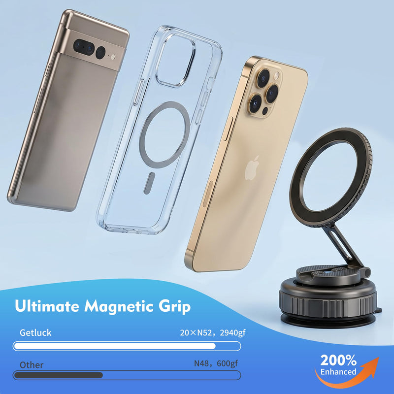 Magnetic Car Phone Holder for Magsafe, Upgraded Strongest Magnet 360° Adjustable Magnetic Phone Mount for Car,Phone Bracket for iPhone 17 16 15 14 13 12 Plus Pro Max Mini