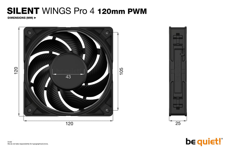 be quiet! Silent Wings Pro 4 120mm PWM 3000 RPM Premium Low Noise Cooling Fan | 4-Pin | BL098 Black PWM Pro Version
