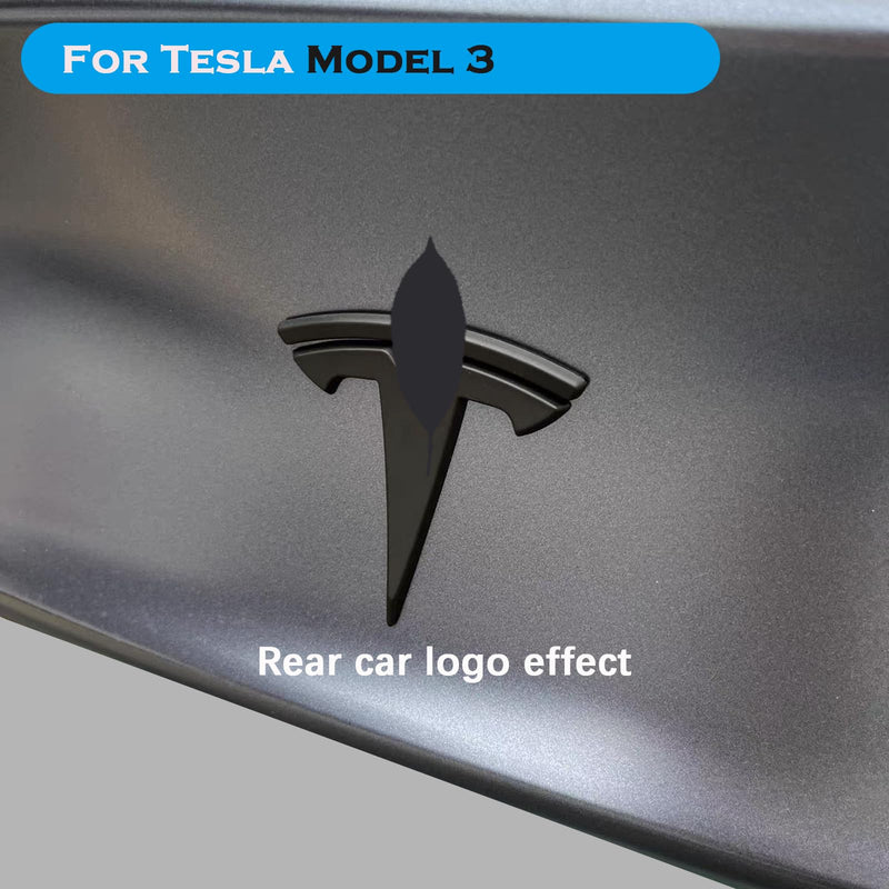 YHCDSEA for Model 3 Emblem Badge Sticker Cover, fit for Model 3 Logo Decals Accessories (Matt Black) M3-Matt Black