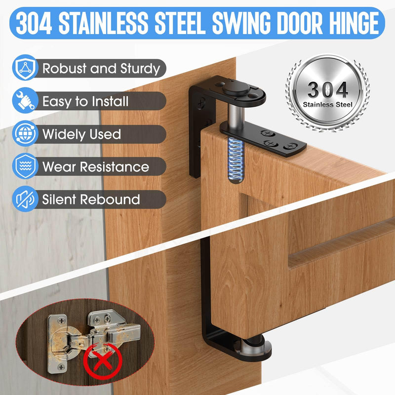 Heavy-Duty Self Closing Saloon Door Hinges, 304 Stainless Steel Self-Return Dual Swing Cafe Hinges for Bar, Patio Doors (1, Small) 1