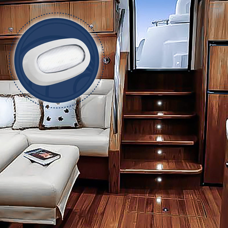 Five Oceans Oblong LED Courtesy Light, Cool White, IP67 Waterproof, 12V, Marine Light for Boat Interior, Deck, Cockpit, Pontoon, Fishing Boat, Yacht, Sailboat, RVs - FO3672 1