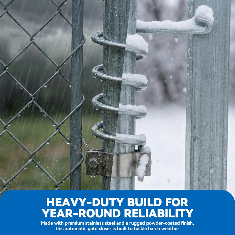 Automatic Chain Link Self Closing gate Closer. Adjustable Closing Tension, for 1-1/4" to 1-5/8" Diameter Door Frame Tubes，Works Great for Pool and Dog Gates or Any Chainlink gate