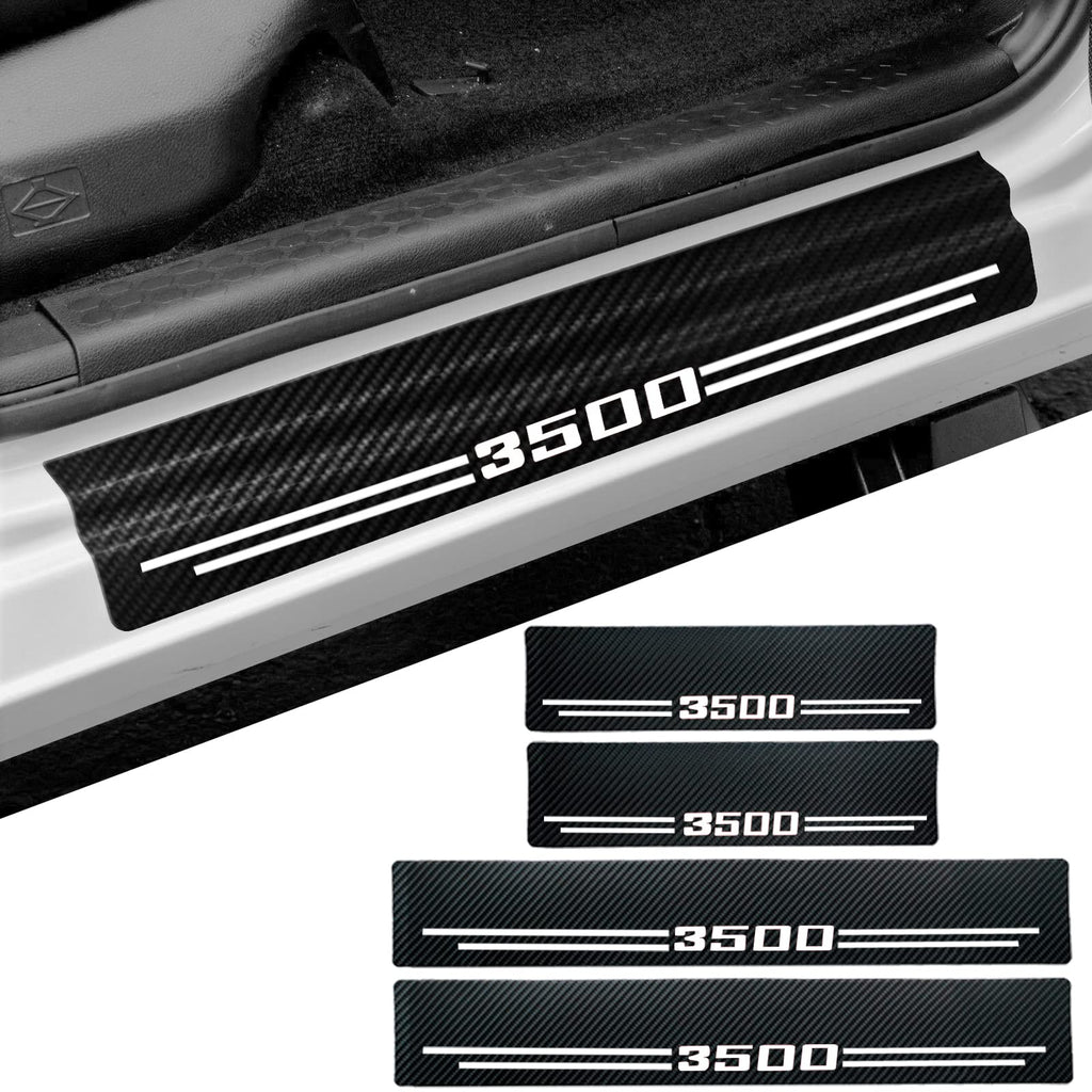 Car Accessories Carbon Fiber Door Sill Scuff Plate Auto Door Entry Guard Scratch Shield for Dodge Ram 3500 2012-2024 Auto Accessories (3500, White)